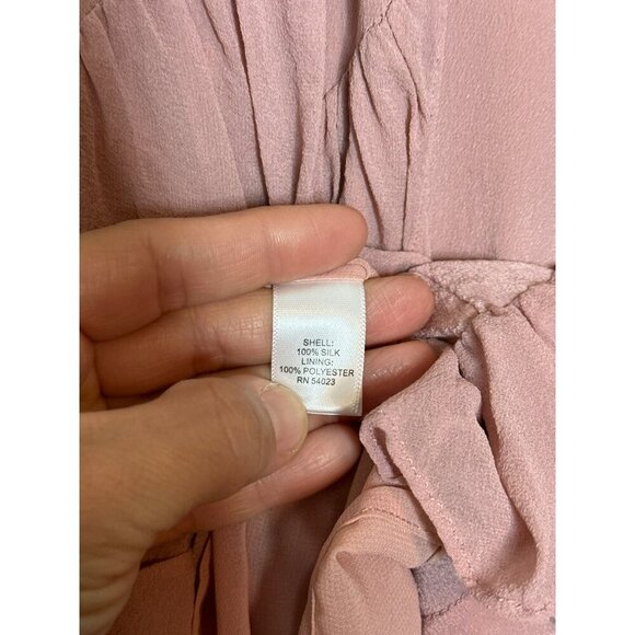 Banana Republic Silk Blouse Womens XS Scoop Neck Cascade Ruffle Sleeveless - Picture 9 of 9